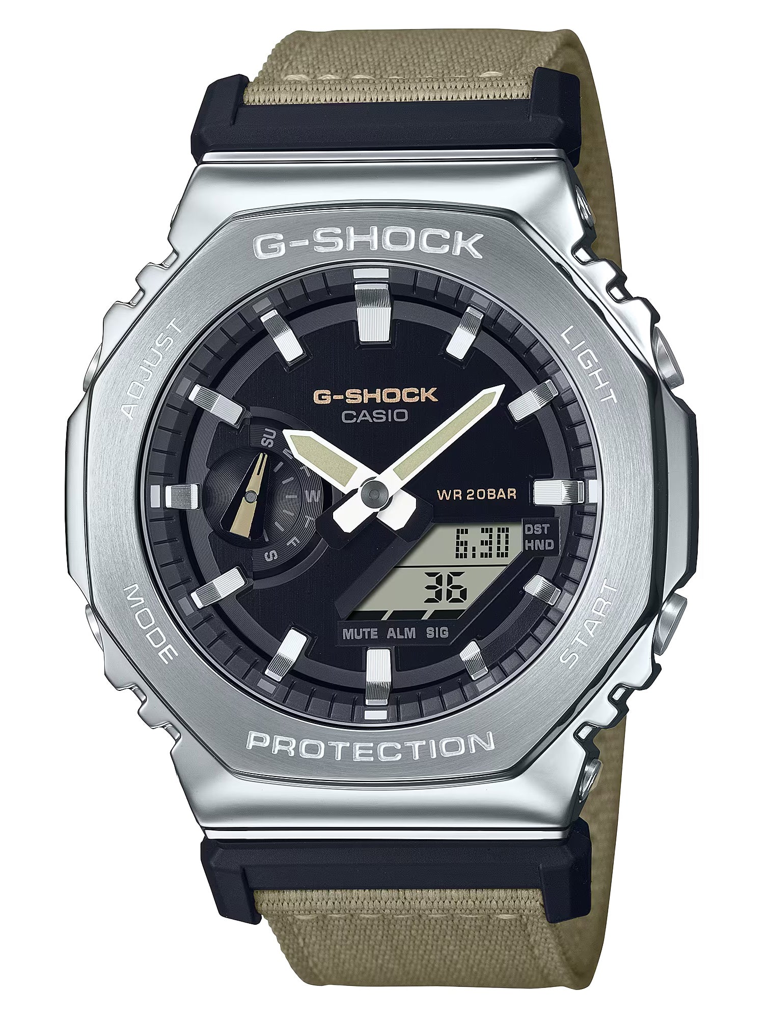 Casio G-Shock UTILITY METAL Mens GM2 Watch Silver/Beige – Analog-Digital Altivo