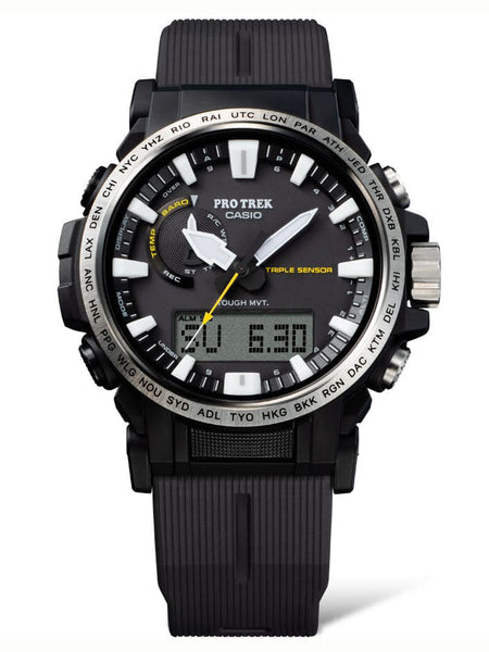 Casio PROTREK Eco-Friendly Triple Sensor Black Mens Watch PRW61-1A - Shop at Altivo.com