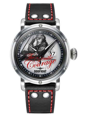 Dogfight PIN-UP COLLECTION Pilot "Gentle Courage" Black Leather Mens Watch DF0042 - Shop at Altivo.com