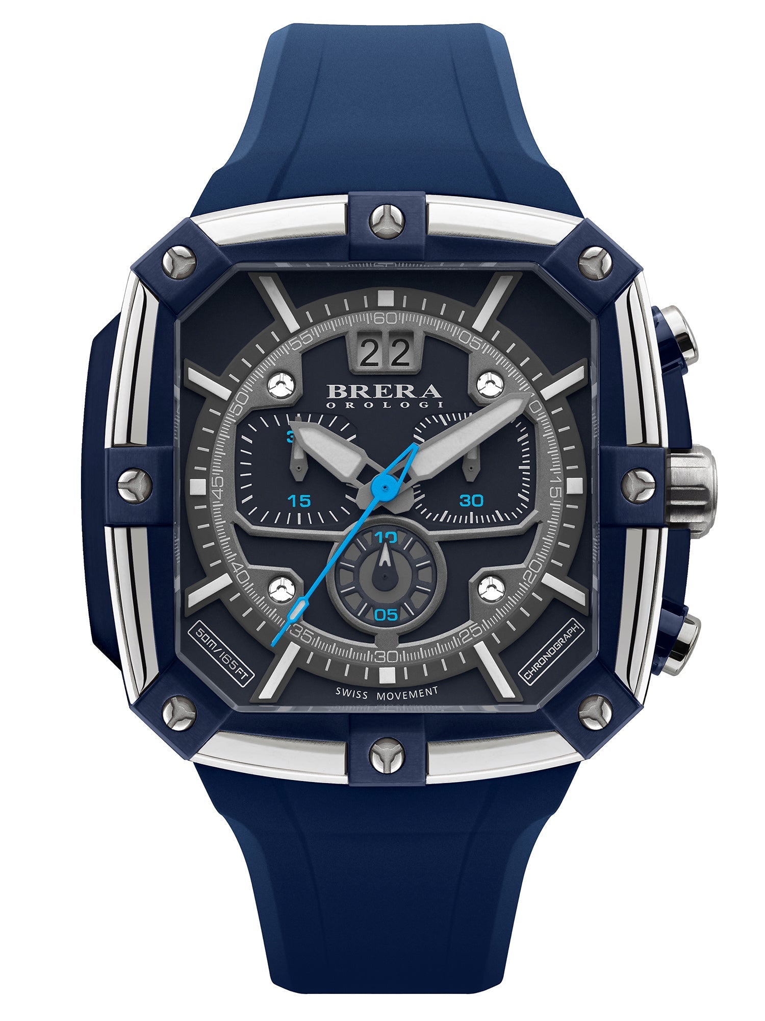 Brera Orologi SUPERSPORTIVO SQUARE Men s Swiss Made Blue