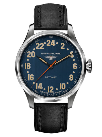 Sturmanskie ARCTIC RUSSIAN 24-Hour Black Leather Mens Watch 2431-6821347 - Shop at Altivo.com