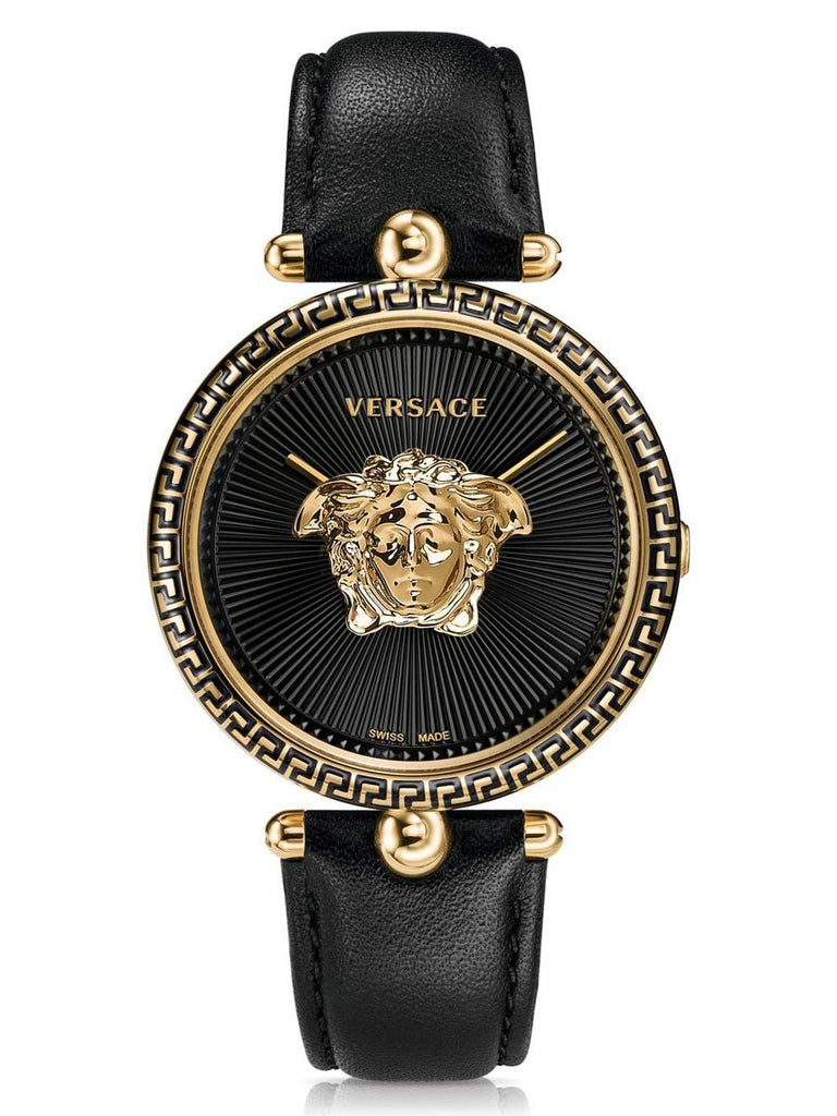 Versace PALAZZO EMPIRE Womens Leather Black & Gold Watch VCO020017 – Altivo
