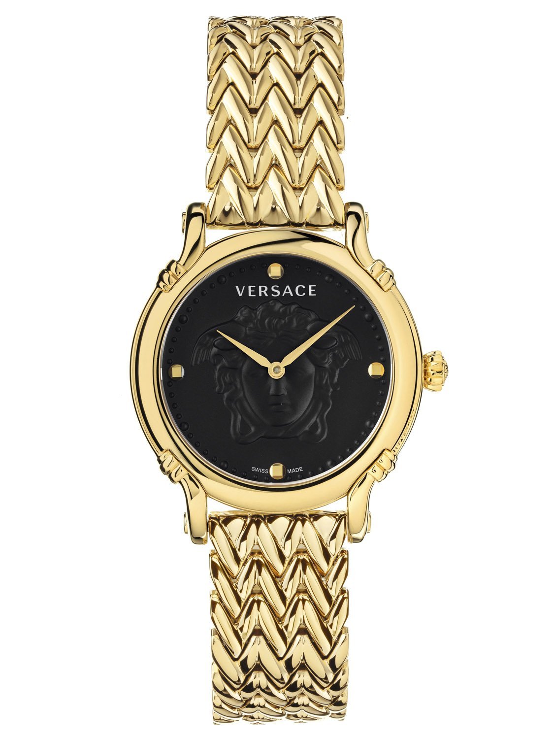 Versace SAFETY PIN 34mm Gold / Gold Dial Womens Watch VEPN620 – Altivo